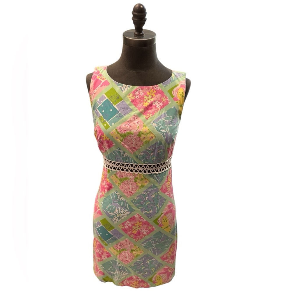 Lilly Pulitzer Patchwork Mini Dress - Pink, Green, Yellow Surf N Patch